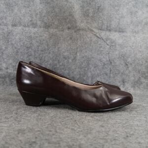 Hush Puppies Shoes Womens 8 Pumps Soft Style Low Heel Classis Career Retro Brown